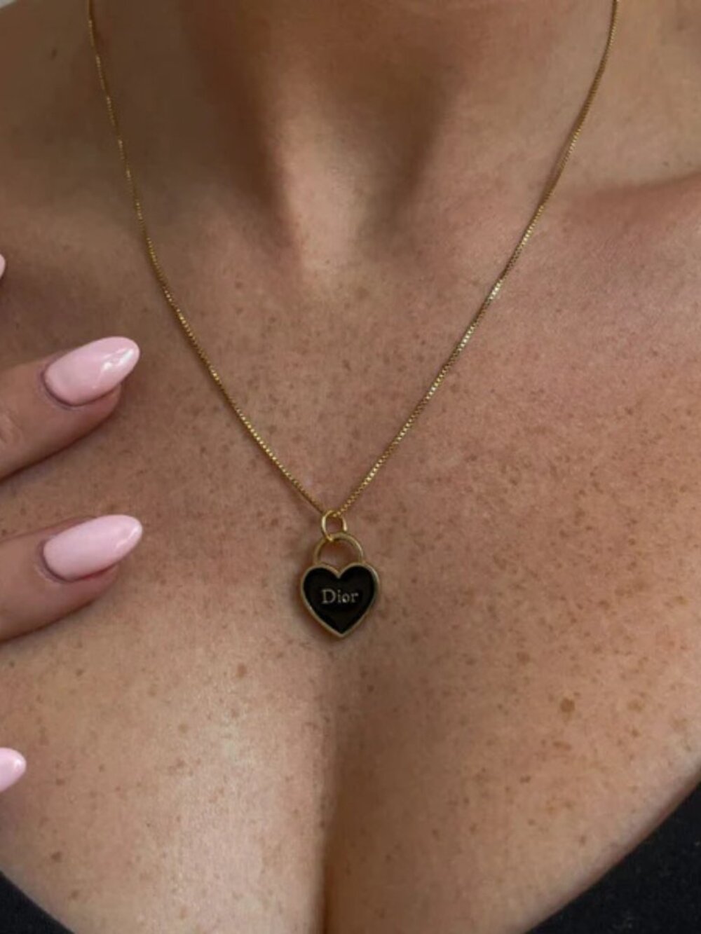 🎁BOGO Sale! Vintage ONLY 1! Dior Black Heart Charm Repurposed Necklace